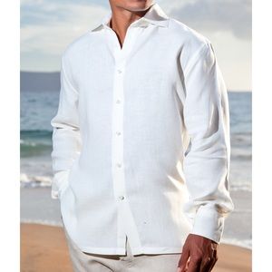 EUC Cream Island Importer Linen Shirt